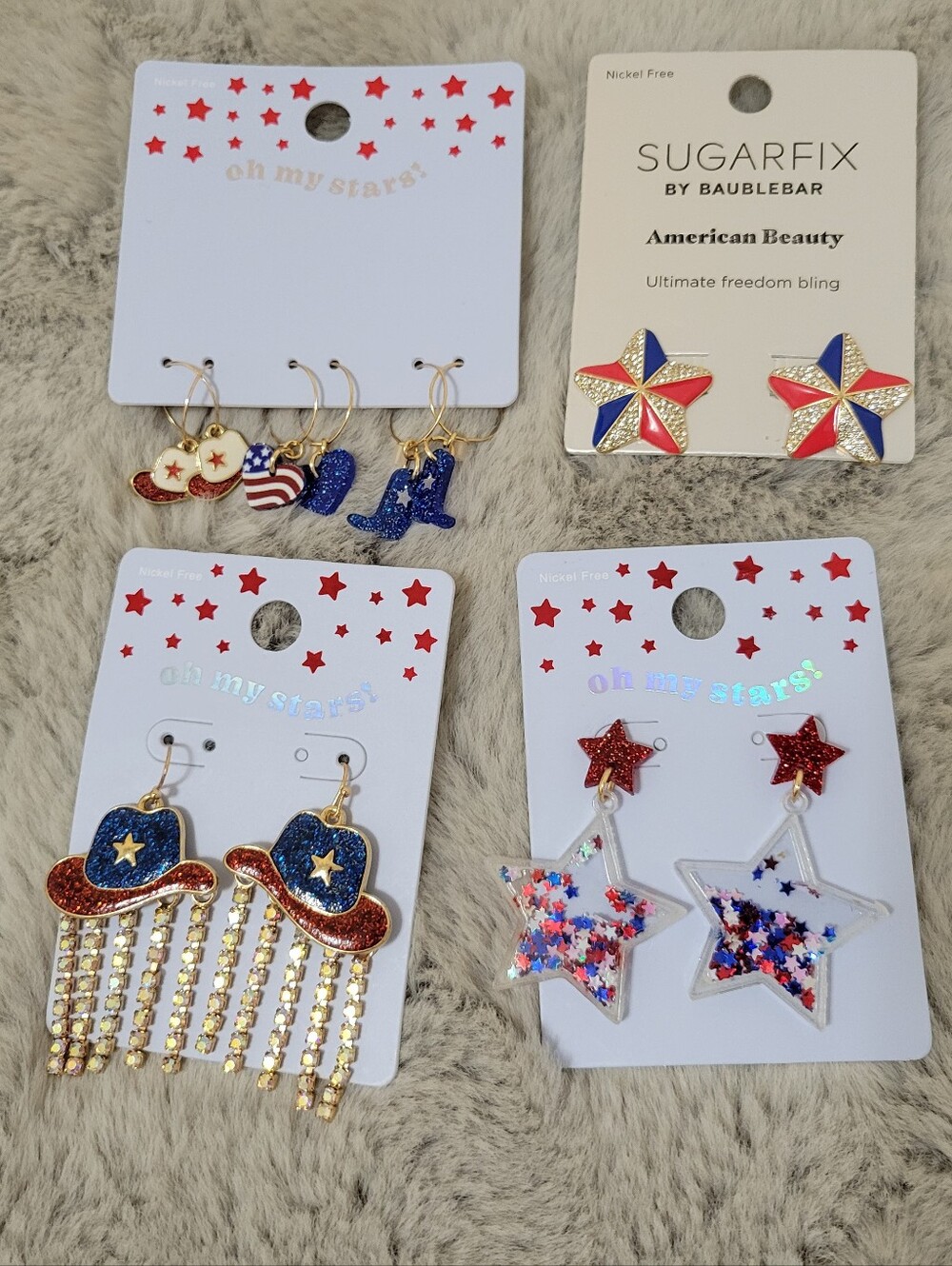 Nwt Americana Patriotic Cowgirl Earrings Bundle - Picture 2 of 5